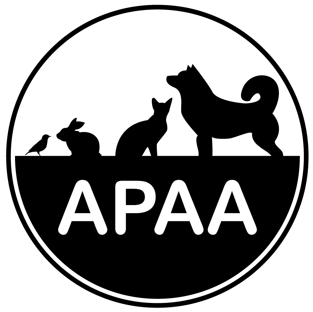 Logo blanc de l'APAA, association protectrice des animaux abandonnés